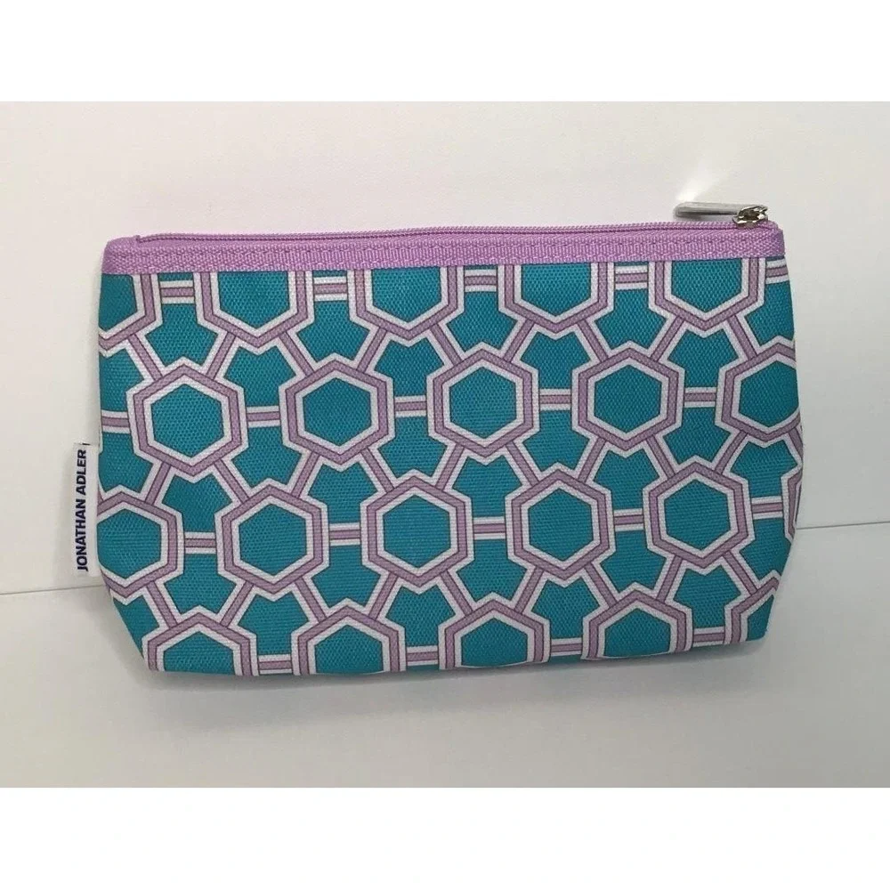 Jonathan Adler Clinique Makeup Bag Set Floral Geometric‎ Cosmetic Pouches Travel